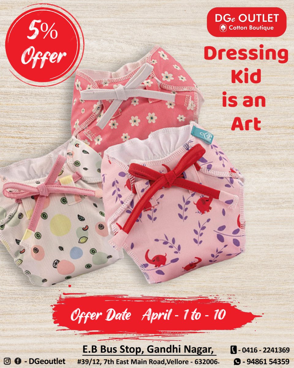 DgeOutlet's tweet photo. Dressing Kid is an Art

#kidsfashion #kidscottondress #cottoncollectionforkids #kidsdress #cotton #cottoninvellore #kidswear

DGe Outlet.... Cotton Boutique ...
Call : 04162241369
9486154359 https://t.co/p4CwNrUxjE