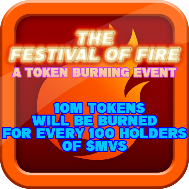 The Festival of Fire will officially start today. Invite your friends and retweet this so that we can start burning $MVS tokens.

#NFTGiveaway 
#PlayToEarn 
#NFTGiveaways 
#tokenburn
#festivaloffire
#NFTGame 
#NFTartist 
#metaversesagas