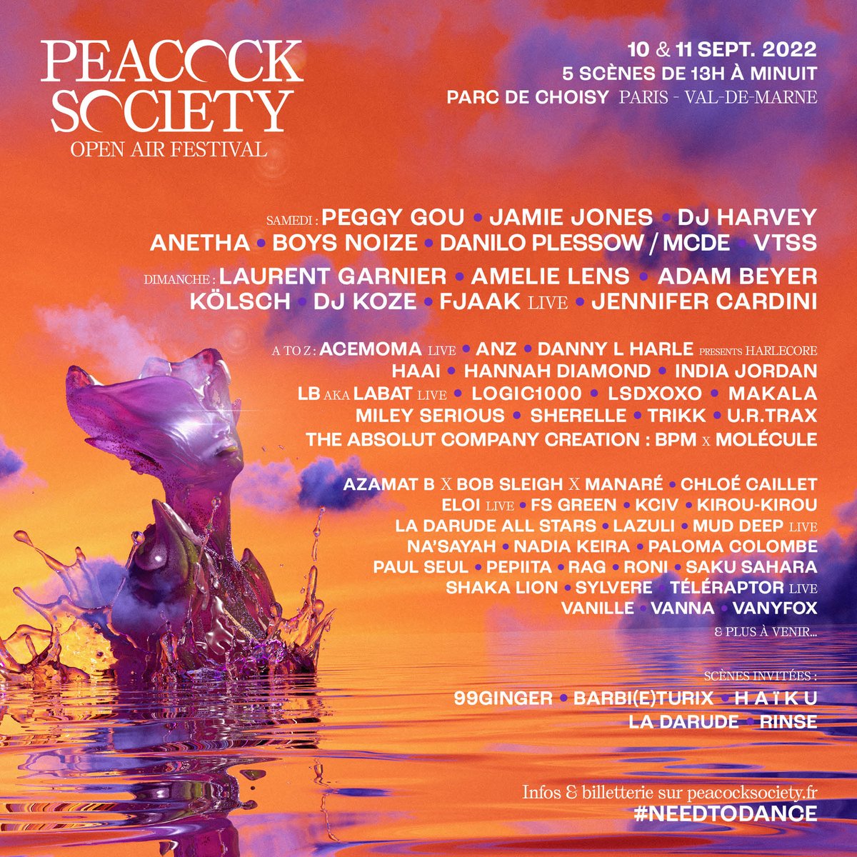 PeacockSociety's tweet photo. LE LINE-UP PEACOCK 2022 EST LÀ 🔥
Un bol d'air frais avant d'aller voter : plus de 50 artistes rejoignent nos 4 super-guests pour la 2ème édition de notre nouveau format open air.
#NEEDTODANCE
Billetterie ▶️ https://t.co/9hyAawyYJI https://t.co/TZteyAh6mB