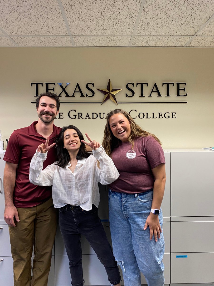 TXSTGradCollege's tweet photo. In celebration of Graduate Student Appreciation Week, we would like to acknowledge our Graduate Assistants who work behind the scenes here at The Graduate College! Thank you to our G.A.s for all your hard work.
#GSAW #txstgradcollege #txst https://t.co/OnZwFNbHAW