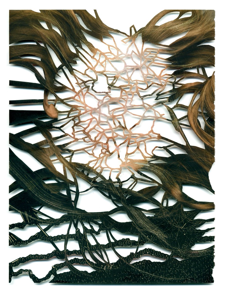 freitag3000's tweet photo. HEUTE DURCHLÄSSIG - #papercut #PeterFreitag #perforated #hair #face #art #ArtOnTwitter #contemoraryart https://t.co/kxBgLrpyfN