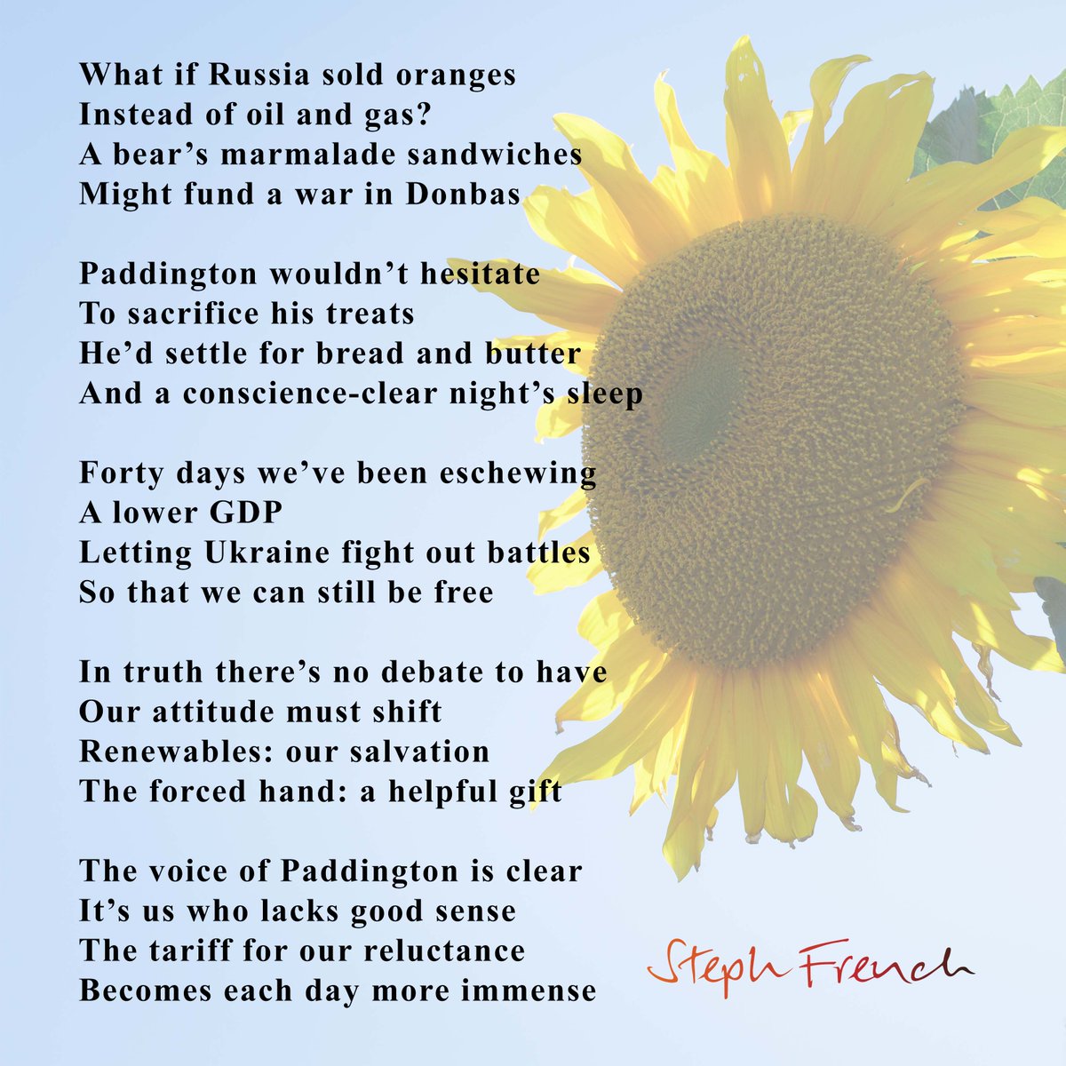 What would Paddington do? 
I wrote this poem upon discovering Zelenskyy is the Ukrainian voice of Paddington Bear. Several weeks on, the West continues to procrastinate about Russian oil and gas imports
⁠#StandWithUkraine #Ukraine #Paddington #zelenskyy #Russiangas #poetry #poem