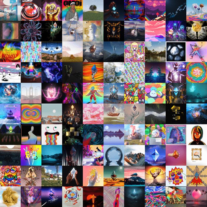 Many of you may not know this, but the artwork below is created by over 100 artists.

I connected with them and gave all proceeds to the artists after selling it as an NFT.

It gave 90% of them enough $ to mint their first pieces.