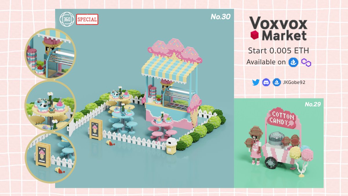 jkgobeart's tweet photo. 🌺NEW DROP SPECIAL🌺
Voxvox market no.29 - 30 ☁️🍭🍦

Start  0.005 - 0.01 ETH 
Available on @opensea /Polygon

https://t.co/k7hrWABhr6

Discord : https://t.co/LDSaWaEttw

#NFTCommunity #nftcollector #opensea #Polygon #NFTJapan #NFTTHAILAND #voxelart #magicavoxel #voxel #NFT宣伝枠 https://t.co/r0Xh0LOQs5