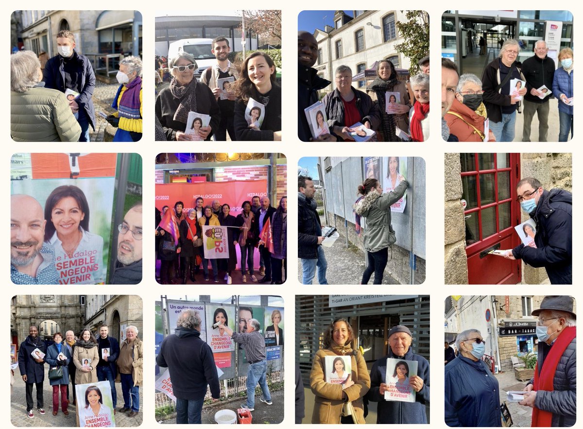 Fin d’une belle campagne de 1er tour dans le #Morbihan. Merci à tou.te.s les militant.e.s qui sont allés à la rencontre des électeurs durant des semaines. La #Gauche est là, pour ⁦@Anne_Hidalgo⁩, pour nos valeurs et un véritable projet de société #JeVoteHidalgo #Hidalgo2022