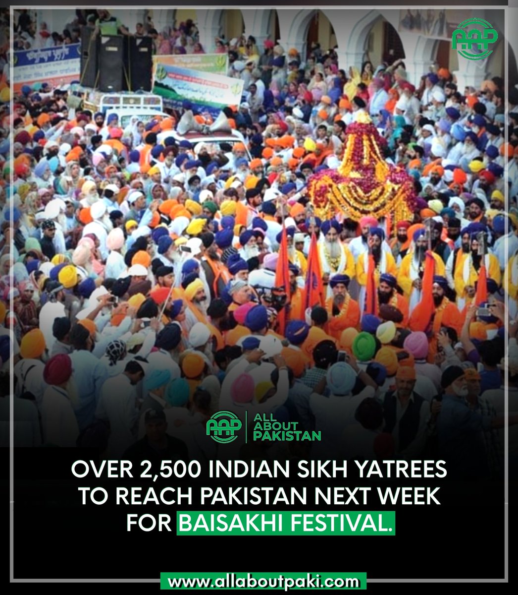 Aboutpakistan90's tweet photo. Over 2,500 Indian Sikh yatrees to reach Pakistan next week for Baisakhi festival.
#AAPakistan #Pakistan #Hindu #Yatrees
#BaisakhiFestival https://t.co/KHSwm88EzM