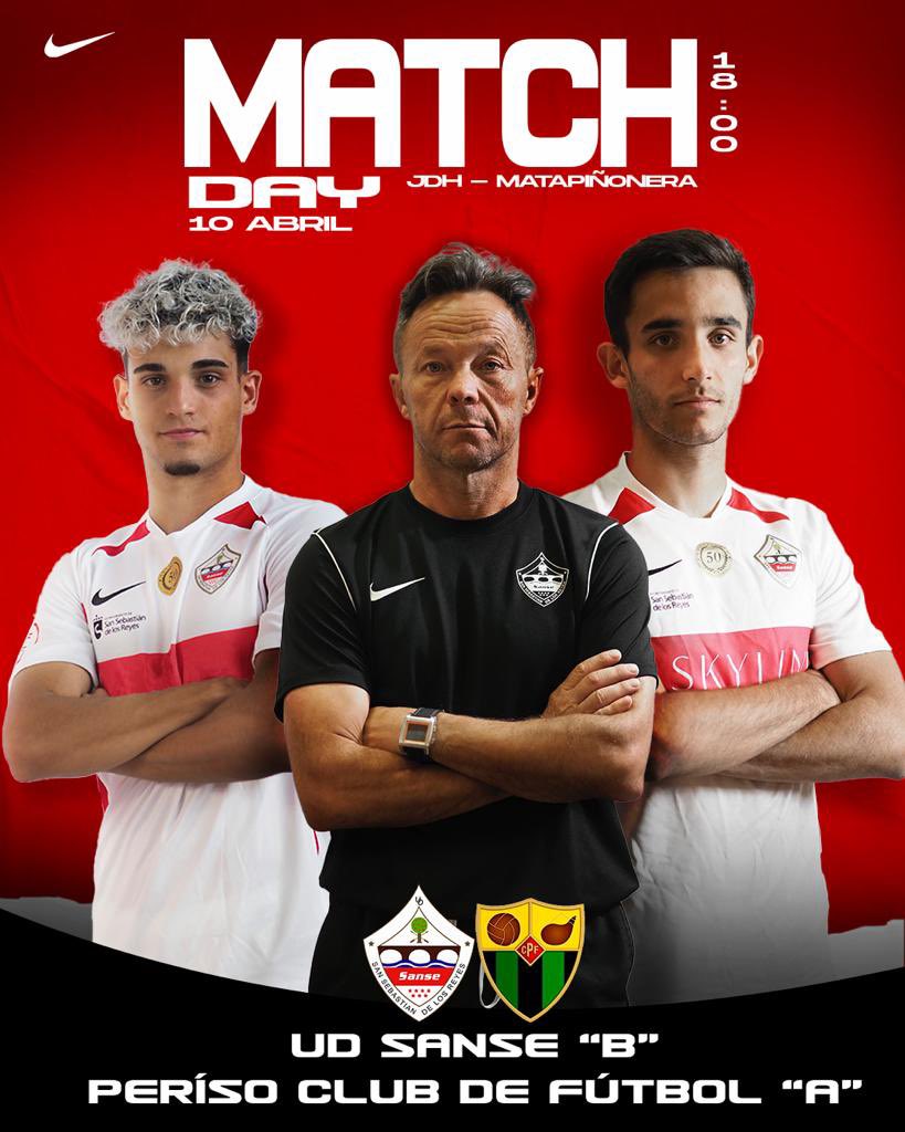 🔥 𝙈𝘼𝙏𝘾𝙃 𝘿𝘼𝙔 🔥

🇵🇱 𝐓𝐎𝐃@𝐒 𝐂𝐎𝐍 𝐍𝐔𝐄𝐒𝐓𝐑𝐎 𝐅𝐈𝐋𝐈𝐀𝐋‼️

🔜 @perisocfoficial 

🏟 Estadio JDH-Matapiñonera

📅 Domingo 10 de abril

⏰ 18:00h

👀 ¡Os esperamos a tod@s en nuestro estadio!

#VamosSanse
#CanteraSansera