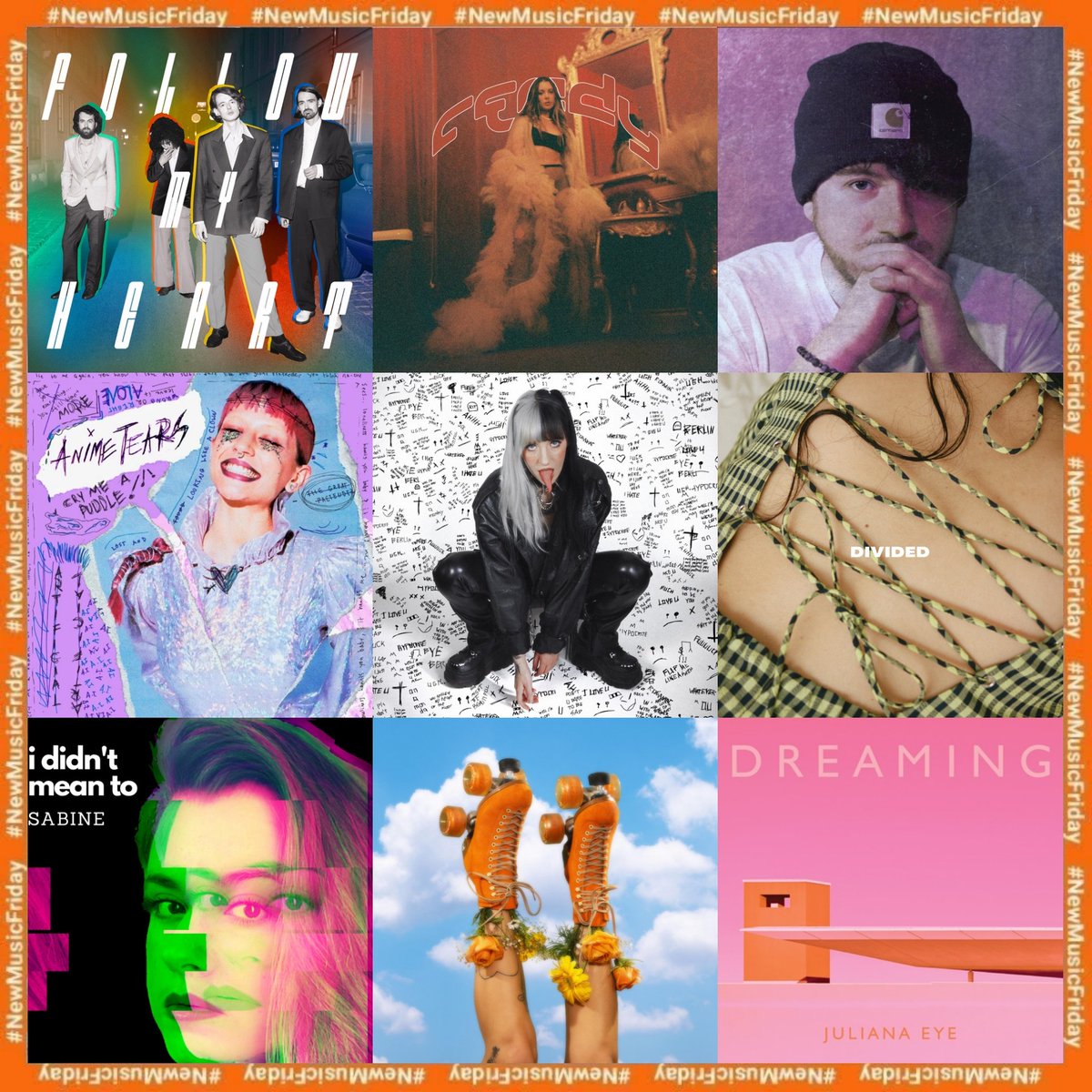 #NewMusicFriday

▪️Hearts Hearts - follow my heart
▪️Cappa - ready
▪️Mike Roche - solar eclipse
▪️Sage Charmaine - anime tears
▪️FLØRE - sick of being sad
▪️TRACE - divided
▪️Sabine - I didn't meant to
▪️Peach Face - grocery store flowers/stupid baby
▪️<a href="/julianaeye/">JULIANA EYE 🥀</a> - dreaming