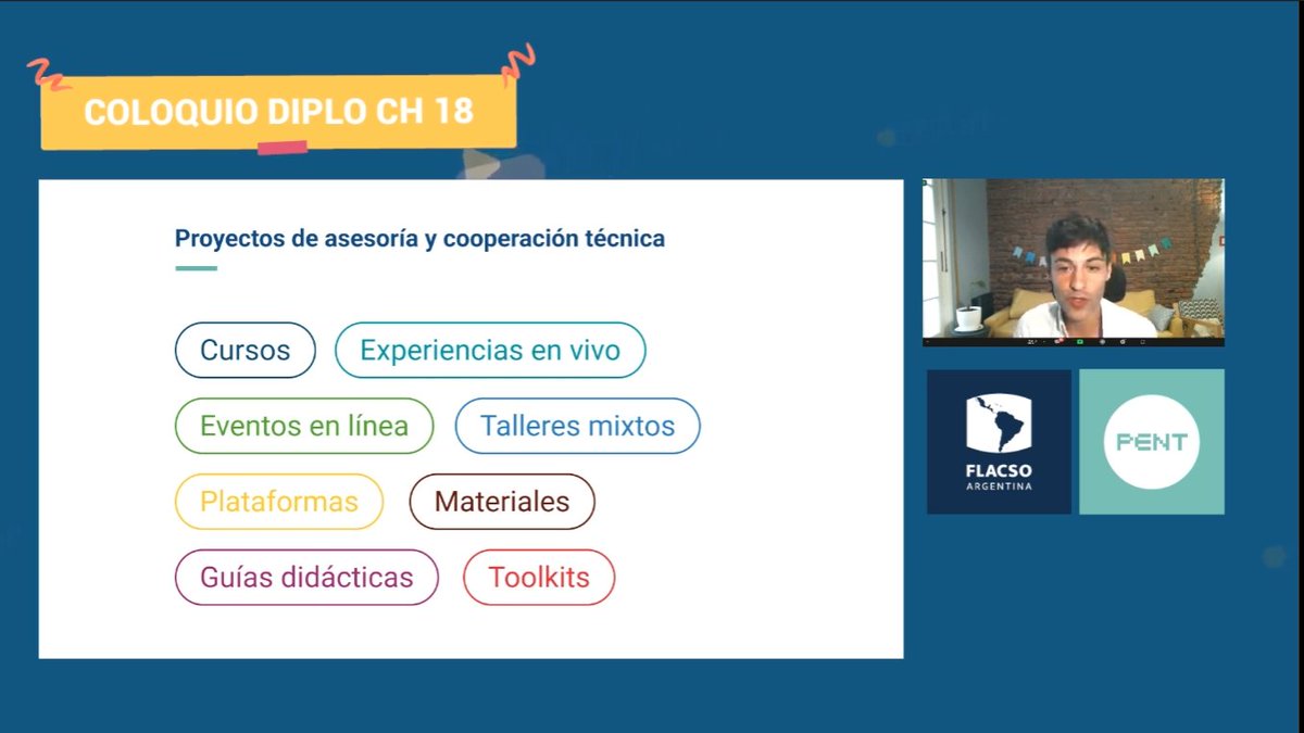 pent_flacso's tweet photo. #ColoquioEnLinea "Invitamos a quienes se hayan sumado en los trayectos de aprendizaje a que piensen en el PENT como un aliado para nuevos proyectos juntos. Desarrollamos propuestas para todo tipo de organizaciones, en espacios de retroalimentación" comenta Christian Milillo. https://t.co/RnvJ9PZBWe