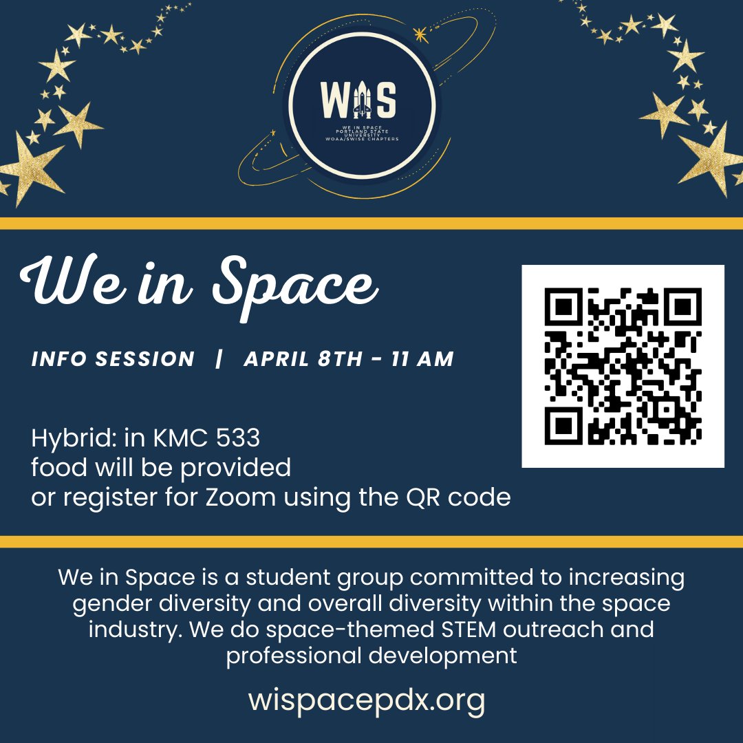 TODAY!! Check out the awesome We in Space! Learn more about how to get involved with this great group on Friday, April 8th at both KMC 533 or via zoom!