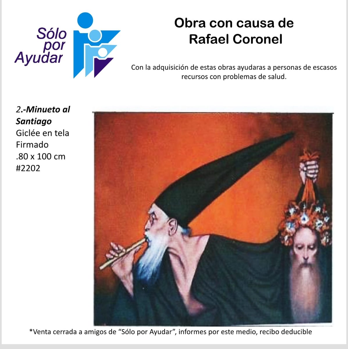 SoloxAyudarIAP's tweet photo. Con la adquisición de estas obras ayudaras a personas de escasos recursos con problemas de salud. 💙

#SóloPorAyudar #ObraConCausa #ProgramaSalud #RafaelCoronel https://t.co/juzY3RKX6a