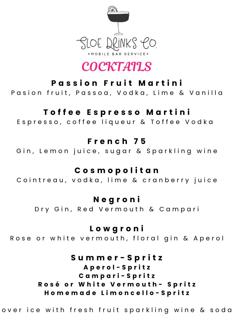 Cocktail menu for 2022. 

#cocktails #mobilebar #cocktailbar #outdoorevents