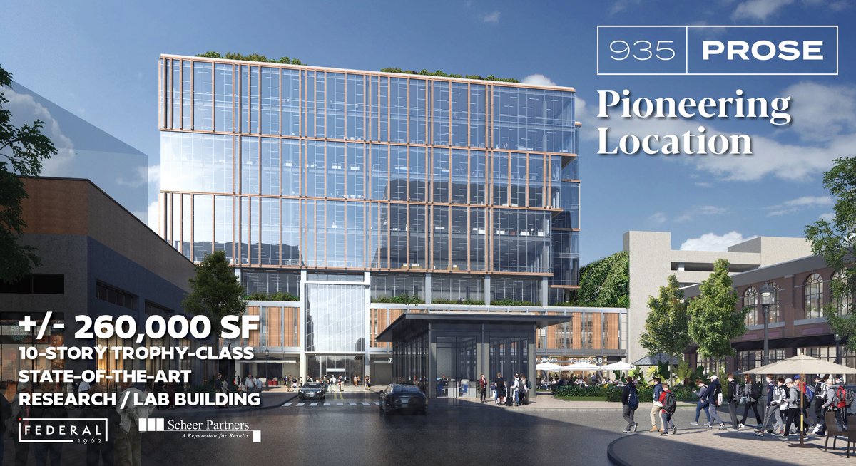 ScheerPartners's tweet image. 935 Prose is a 10-story trophy-class, state-of-the-art research/lab building that marries iconic design &amp;amp; superior lab functionality. This planned 260,000 SF building will accommodate the specialized needs of life-science tenants. Located in Pike and Rose.