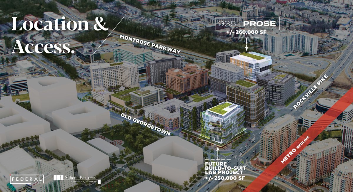 ScheerPartners's tweet image. 935 Prose is a 10-story trophy-class, state-of-the-art research/lab building that marries iconic design &amp;amp; superior lab functionality. This planned 260,000 SF building will accommodate the specialized needs of life-science tenants. Located in Pike and Rose.