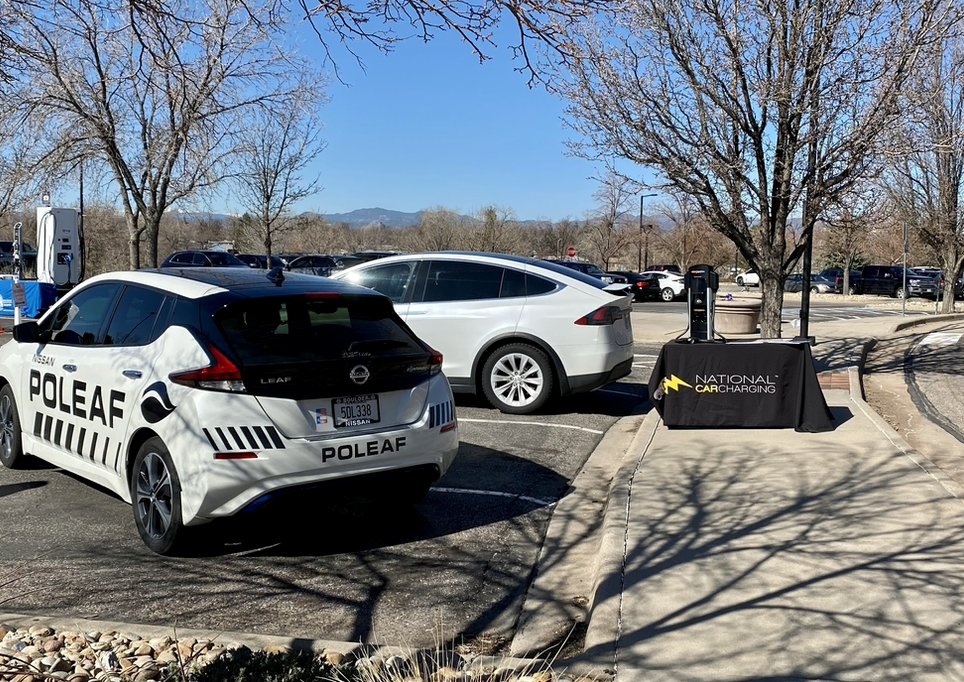 DriveCleanCO's tweet photo. Today is our Spring #DriveCleanConnection Stakeholder Meeting… Check out these pictures featuring a few chargers and vehicles from our Technology Showcase!

@winnmarion @natlcarcharging @LightningeMtrs @forddenver @nikolamotor @Nissan @NuvveCorp https://t.co/3ap59xnhPZ