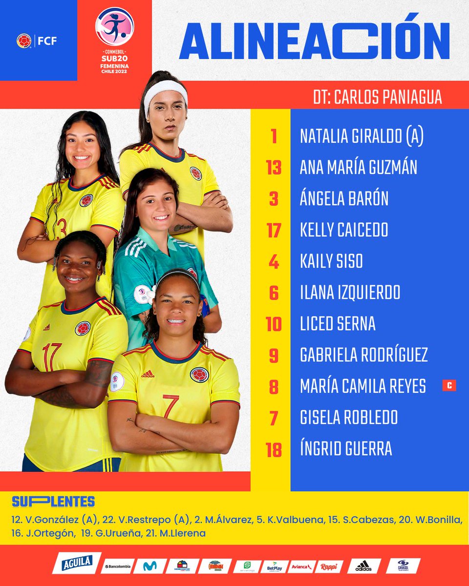 🚨 ¡TITULAR!

Así vamos para enfrentar a 🇦🇷 en el debut del Sudamericano Sub 20 Femenino

#VamosColombia 🇨🇴