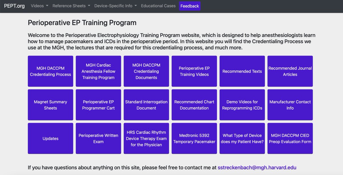 Perioperative EP training program for critical care physicians and cardiac anesthesiologists developed by Dr. Scott Streckenbach at MGH.
Incredibly helpful program for people who takes care of patients with pacemakers or ICD.