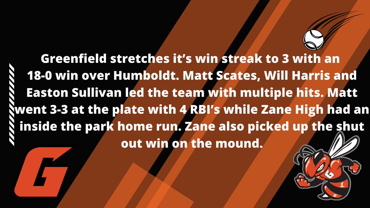 The Jackets stretch their win streak to 3 after beating Humboldt 18-0 on 4/7.  Greenfield will take on South Fulton in a District matchup next week.  
<a href="/JacketAthletic/">Greenfield Athletics</a>, <a href="/ThunderboltInfo/">Thunderbolt Radio & Digital</a>, <a href="/preps_sun/">Jackson Sun Preps</a>, @therealrod24