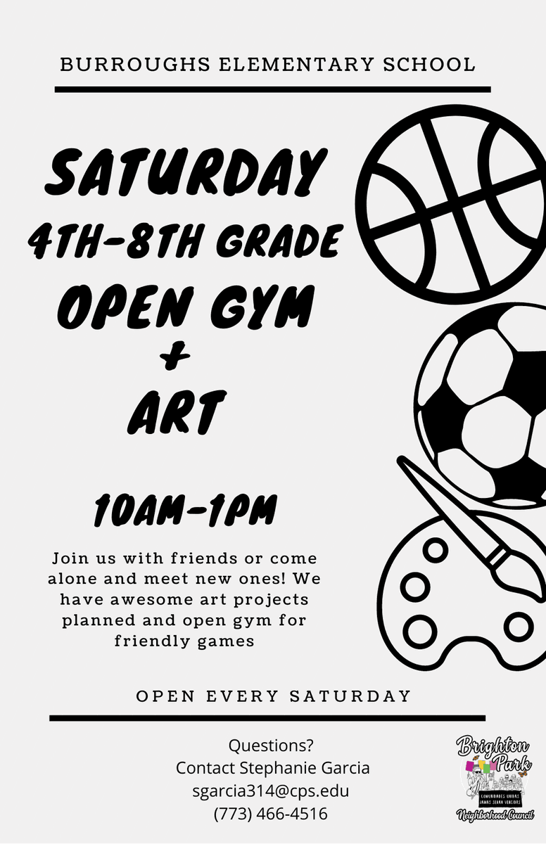 We'll be Offering programming Saturdays from 10:00 AM to 1:00 PM, for grades 4th-8th.  Hope to see you there!