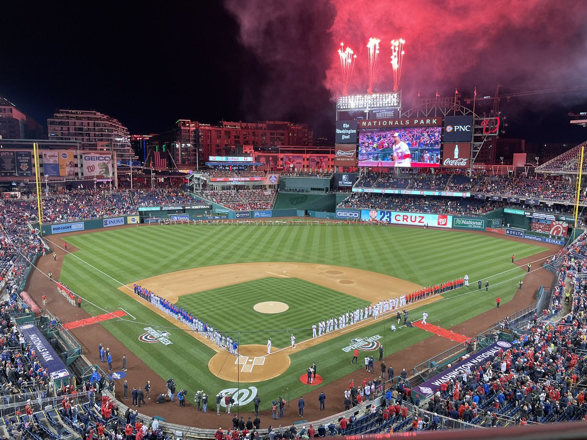 “America has rolled by like an army of steamrollers. It’s been erased like a blackboard, rebuilt, and erased again. But baseball has marked the time.” We left at 10 PM and the conclusion of the third inning, but it was still a beautiful first opening day!