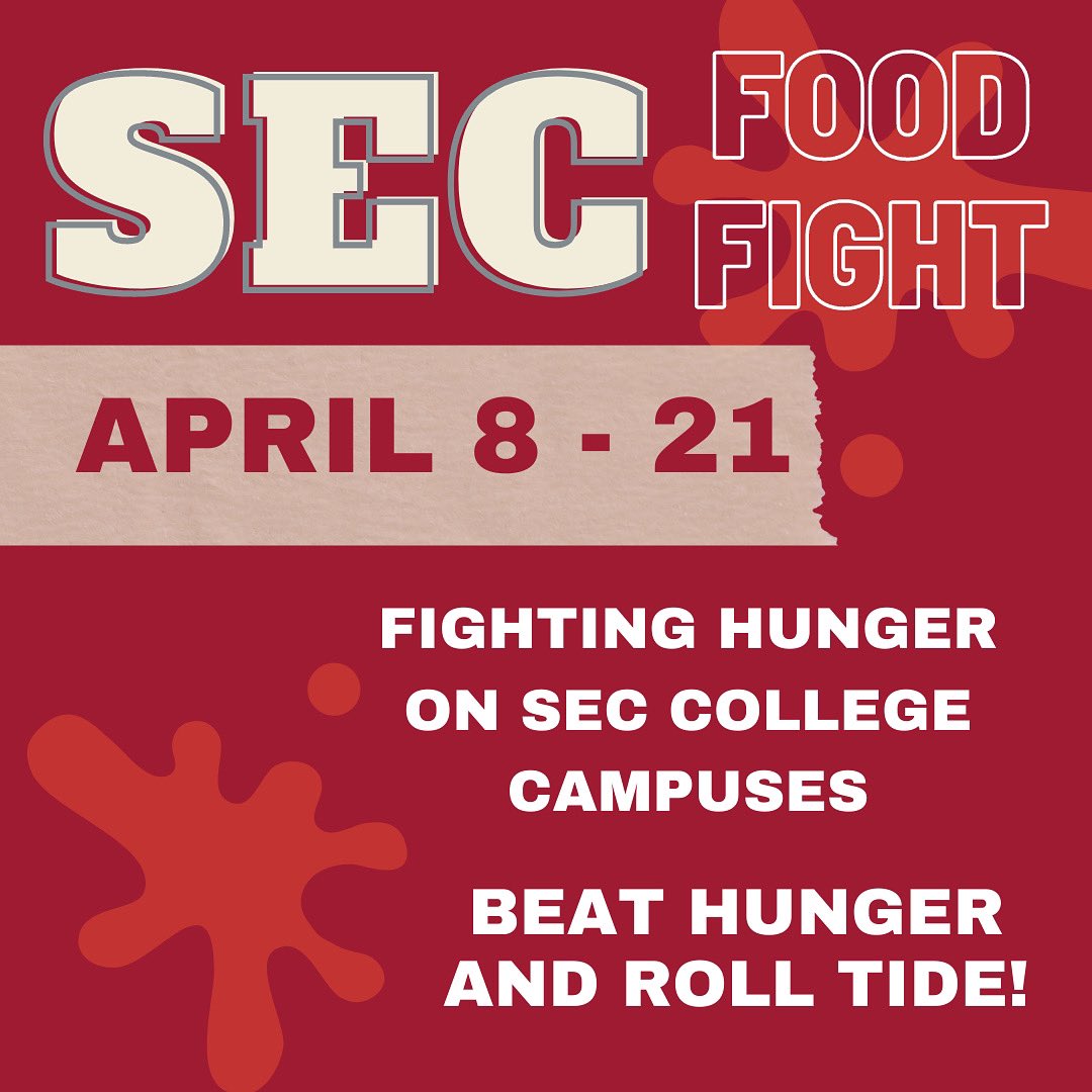 WE’RE BACK!!!!! 

Kicking off with a mini-drive against all SEC schools to raise money for our school’s food pantry! Help us raise the most monetary donations by clicking the link below to donate! 
$1=1 point! 
bama.givepulse.com/event/289767-2… 

#TOGETHERWECAN