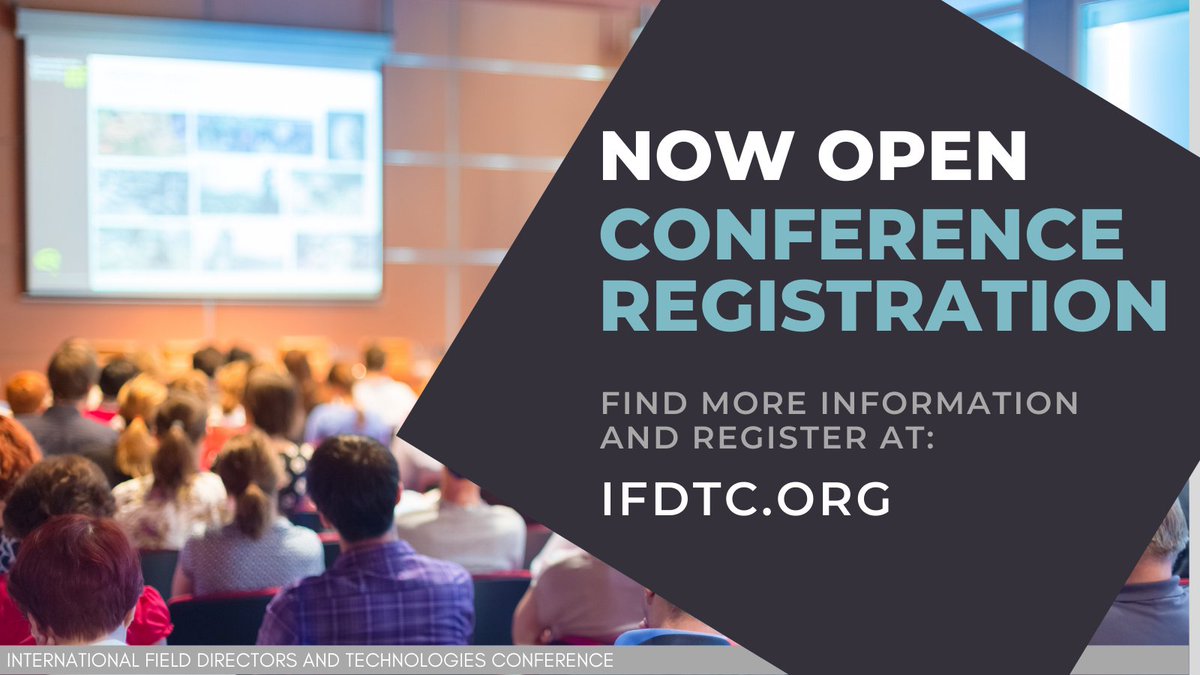 Registration is now open for the 2022 International Field Directors &amp; Technologies Conference! 

Details:
➡️ #IFDTC2022 will be virtual
➡️5/23-5/25, 1-5:30 p.m. EDT
➡️Reg fee is $125.00 (US$) and includes access to all recordings

Register Now: ifdtc.org/conference-reg…