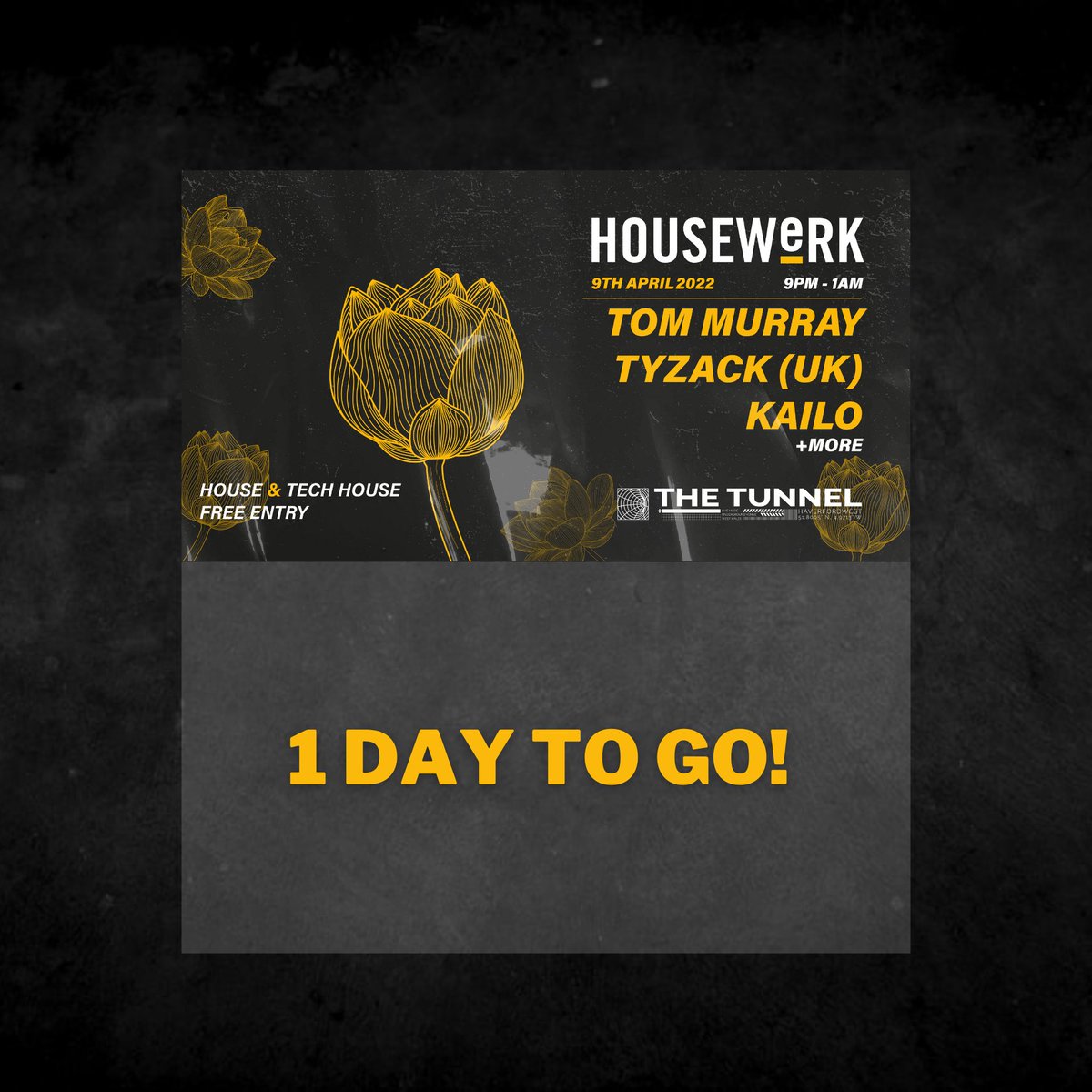 Free admission to celebrate our return, a night full of House &amp; Tech House music and a new underground venue in Haverfordwest! 

Are you joining us? 🔥 

𝗟𝗜𝗡𝗘𝗨𝗣: <a href="/tommurray96/">Tom Murray</a>, @EthanTyzack1, <a href="/Locomoteuk/">• LOCOMOTE •</a> &amp; <a href="/kailodj/">KAILO</a> at The Tunnel Haverfordwest