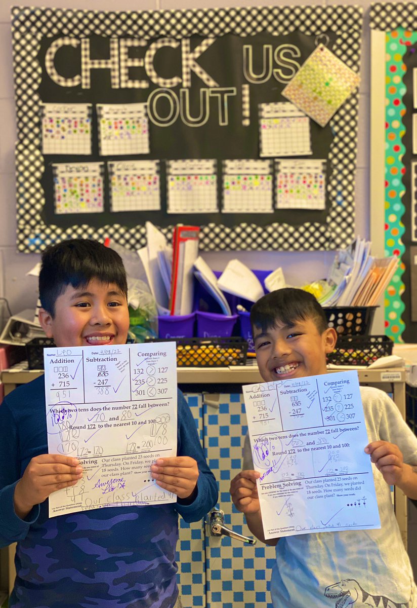 Check out Leo &amp; Cris! They scored 100% on their math test today.💯<a href="/HamptonBaysES/">Hampton Bays ES</a> #WeAreHB #HBStrong
