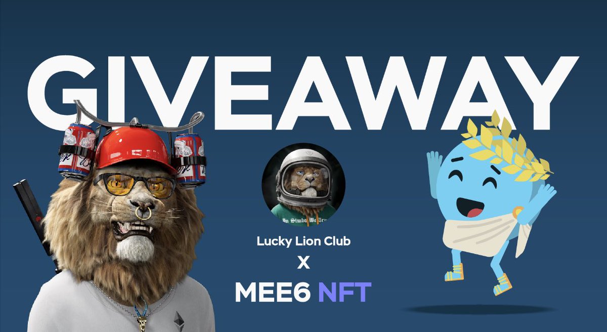 LLC x MEE6 🦁

We have partnered up with <a href="/MEE6NFT/">MEE6 NFT - Web3 Community</a> to giveaway one NFT. They’re building some crazy crypto plugins on Discord🔥

Rules :

1 - Follow <a href="/MEE6NFT/">MEE6 NFT - Web3 Community</a> &amp; <a href="/Lucky_Lion_Club/">LUCKY LION CLUB</a> 
2 - Like Retweet and tag 2 friends.
3 - Join their Discord discord.gg/KMBsbXdAKp

Winner TBA in 24H🏆