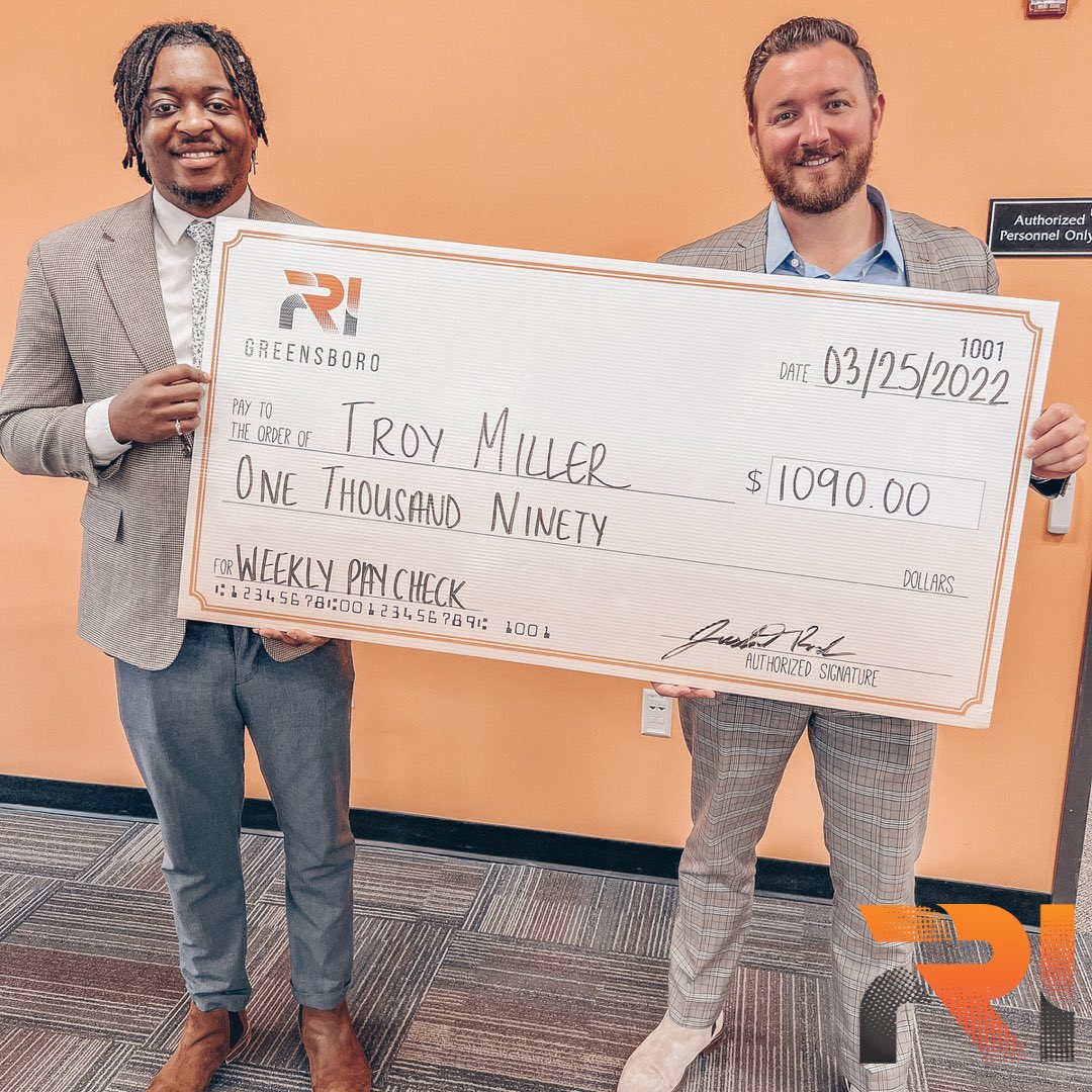 rigreensboro's tweet photo. BIG CHECK ALERT 🚨 Shout out to Troy for being our high roller last week 🤑 https://t.co/1XqBRWRfIS