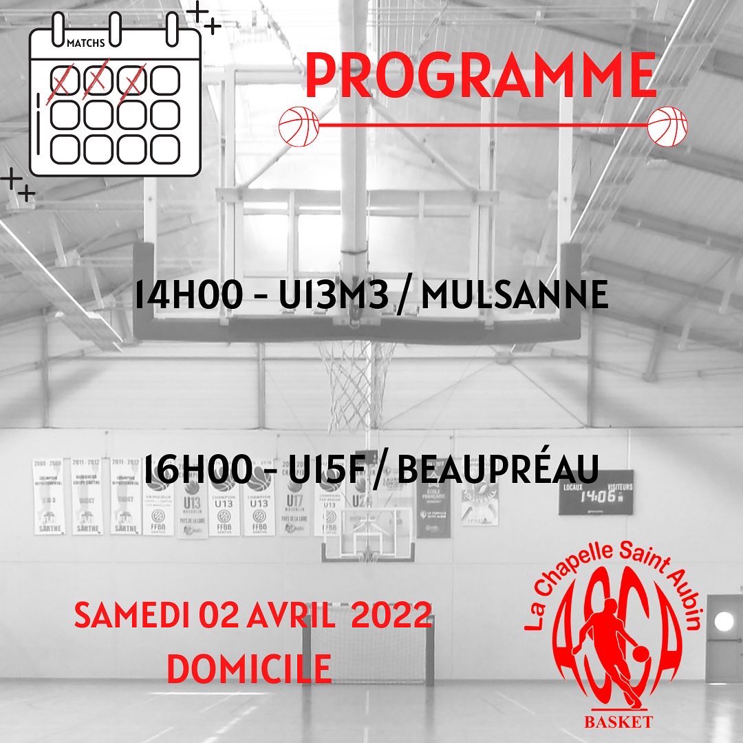 ASCA_Basket's tweet photo. Programme du week-end! N’hésitez à venir encourager et faire du bruit pour nos deux matchs domicile ⚪️🔴 https://t.co/vaSaTb2cgp