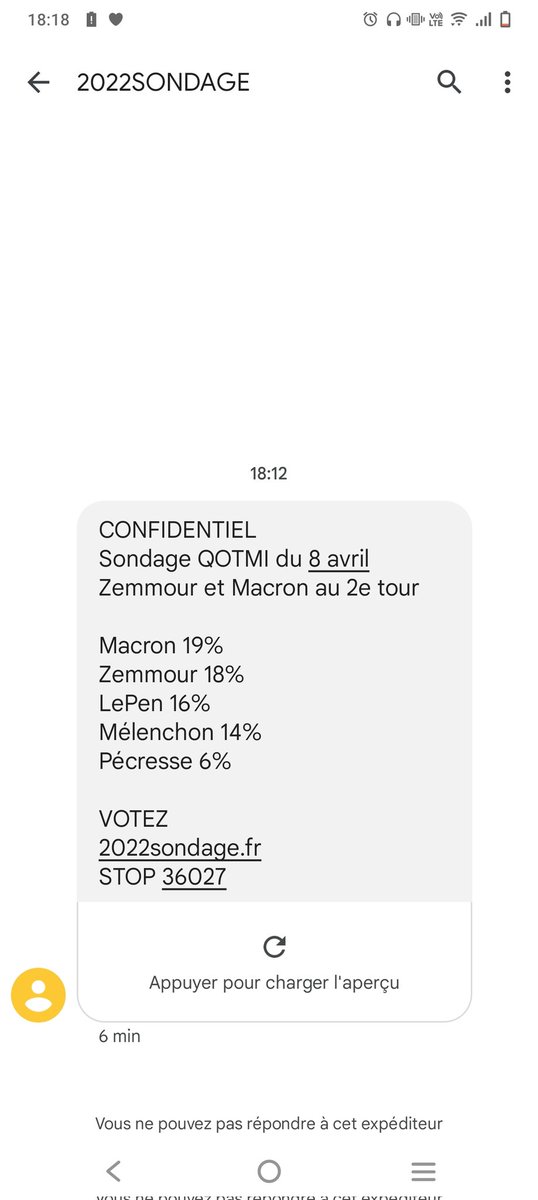 Alors aujourd'hui j'ai reçu ça comme SMS. Étant surpris par ce que je lis j'ai décidé de regarder d'où ça vient