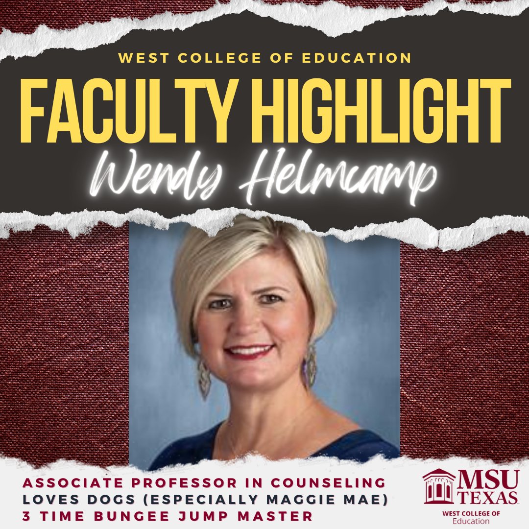 Wendy Helmcamp has been at MSU Texas for a little over a year now. She is most proud of her counseling profession and the positive impact it has on other lives. #msutexas #msutexaswcoe