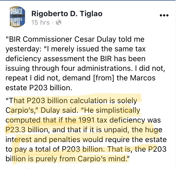 thelatehooper's tweet photo. Imbento lang ni Carpio ang 203B estate tax ni BBM. https://t.co/GitZVZ972T