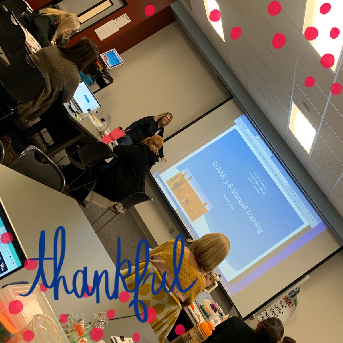 msloftins_class's tweet photo. TISD Academic Specialists are gearing up for STAAR!! Thanks to @patrici22833236 for ALWAYS preparing us so well, which allows us to go back to our campuses confident and ready to train our staff! @TomballISD #EveryoneNeedsATricia #ctc #STAAR #TestingTraining #BlessedAndGrateful https://t.co/53nGBq7djT