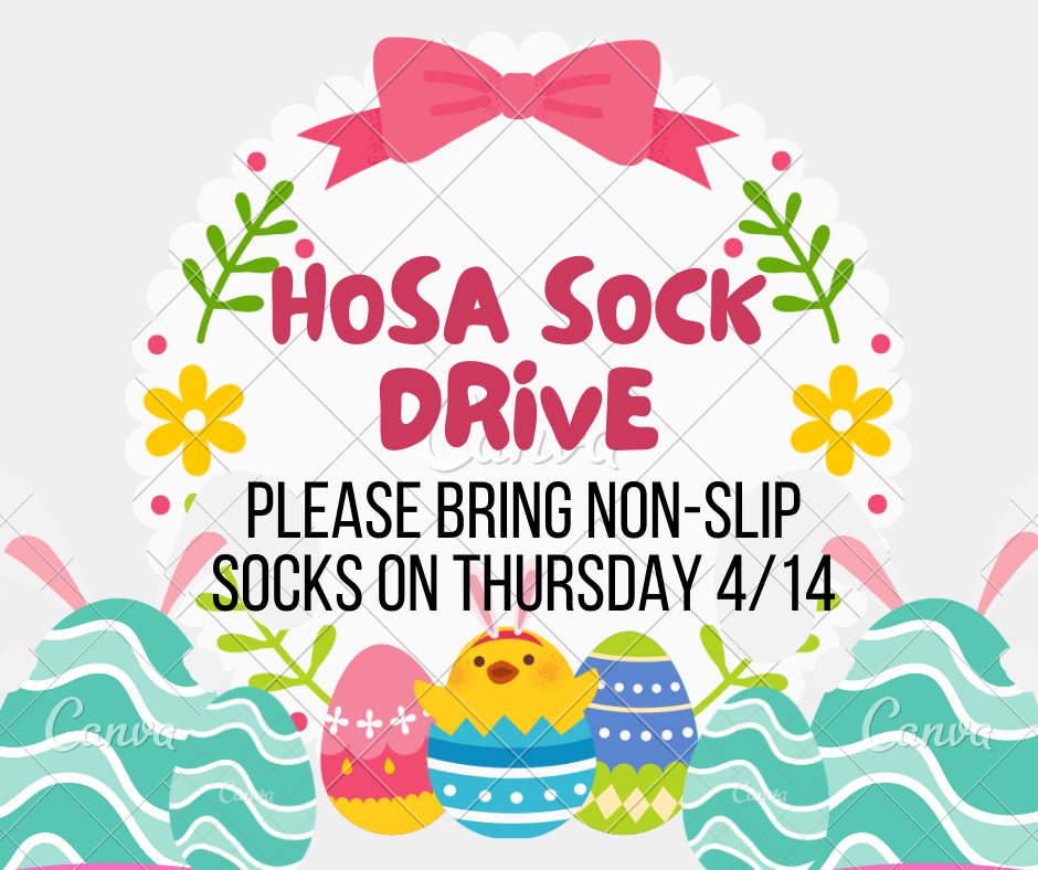 WataugaHOSA22's tweet photo. We are collecting non slip socks for residents at a local assisted living facility.  Please bring them to our meeting next Thursday morning! Excited to see you all there! https://t.co/KLz4cBRVry