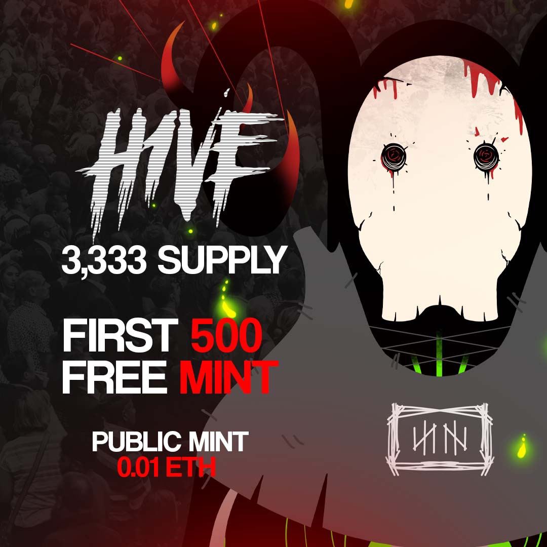 Greetings Hunters! We've adapted, the H1VE listens. With hearing community responses, we've decided to go with a public mint at 0.01. Furthermore, the first 500 of you to mint, will be able to mint for free! 

Mint site: mint.h1vemind.com

OpenSea: opensea.io/collection/h1ve