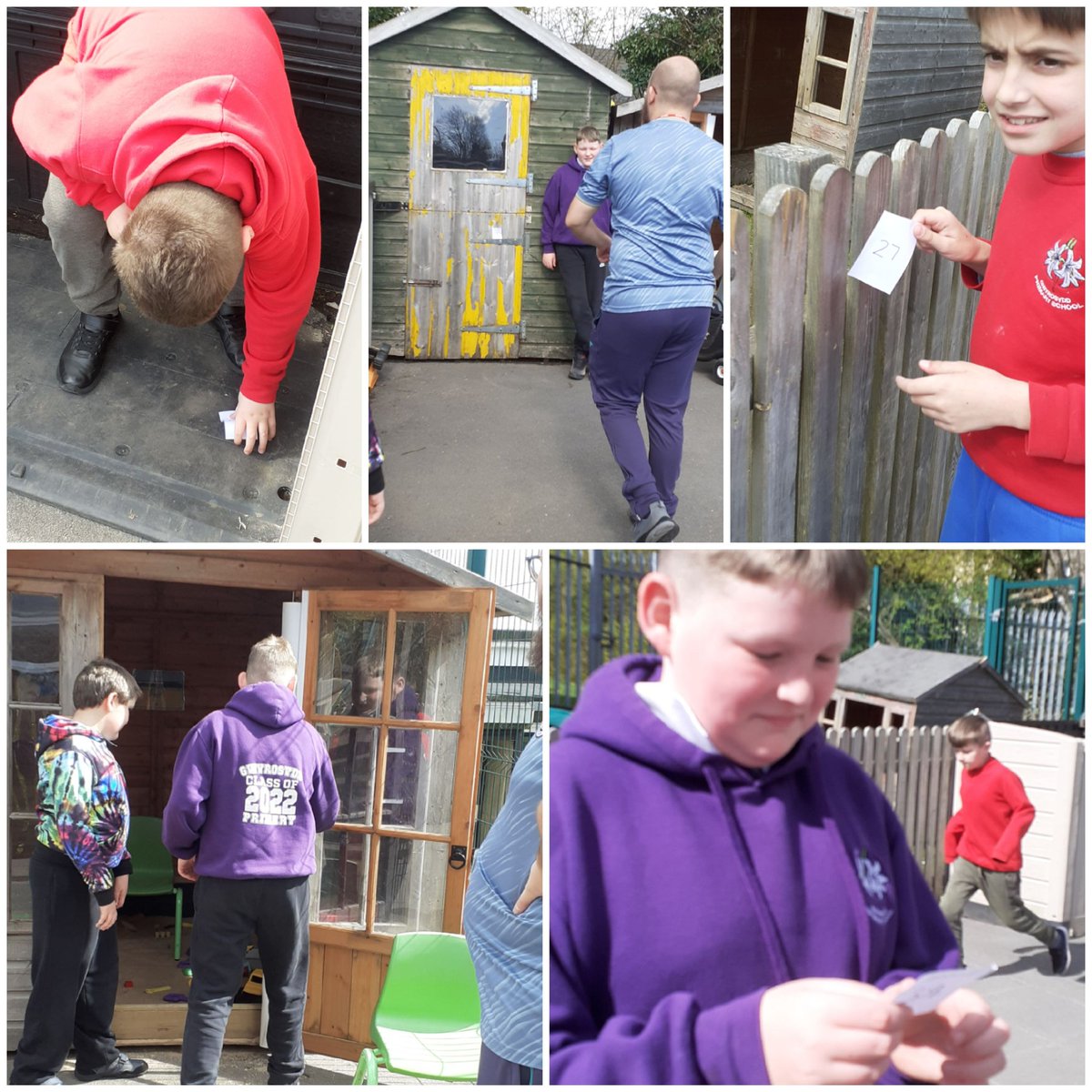 GwyrosyddASD's tweet photo. We loved our Easter Egg Hunt this afternoon. We had to work out maths problems and then hunt for the answer cards hidden in the yard. The final clue led us to our Easter surprise. Yummy. #gspNUM https://t.co/tb67bMkMP3