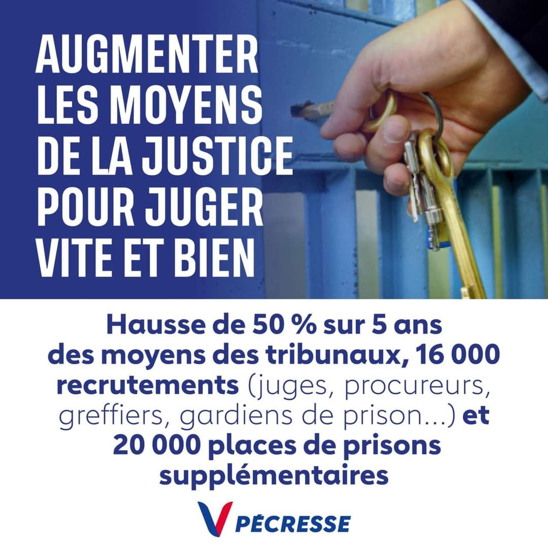 🗣 Augmenter les moyens de la justice pour juger vite et bien ! 

🇨🇵 Retrouvez l'essentiel du programme de Valérie Pécresse sur valeriepecresse.fr

🗳 Dimanche 10 avril, je vote #valériepécresse !! 

#Presidentielle2022 #Pecresse2022 #valériepécresse  #moyens #justice