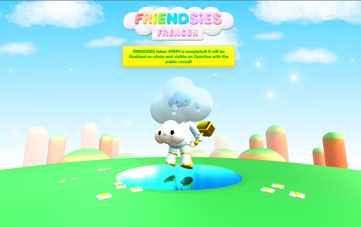 0xMaxis's tweet photo. I just minted my own customized fRiENDSiE! 
with exclusive trait for Super Golden Cloud Key 🥰
@fRiENDSiES_Ai @Friendswithyou
 https://t.co/pdXEG8VeaM 

#fRiENDSiES https://t.co/Hx9SgAdyye