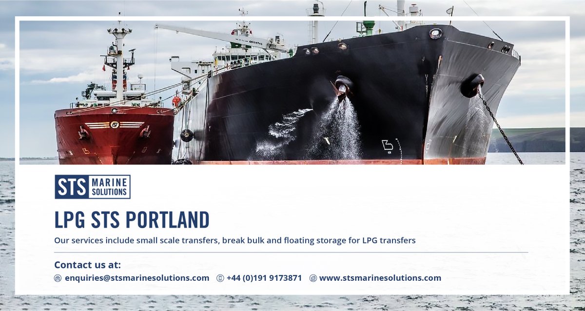 lpgsts1's tweet photo. As the need for LPG/Butane/Propane imports increases across the European Hubs, STSMS are providing the idyllic break bulk STS location at Portland, UK.
#lpg #sts #shiptoship #lpgsts #stsserviceprovider #LPGtransfer #oilandgas #portlandharbour #portlandportuk https://t.co/TL3UzVMmUH