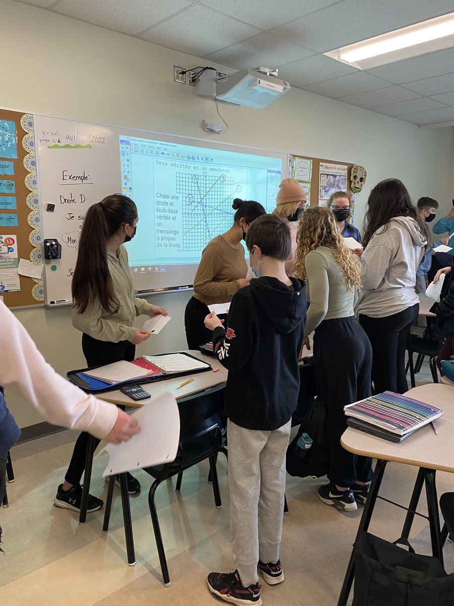 Quiz quiz trade combined with two truths and a lie helped us master the vocabulary of Linear relations today in Grade 9. Such great math conversations!