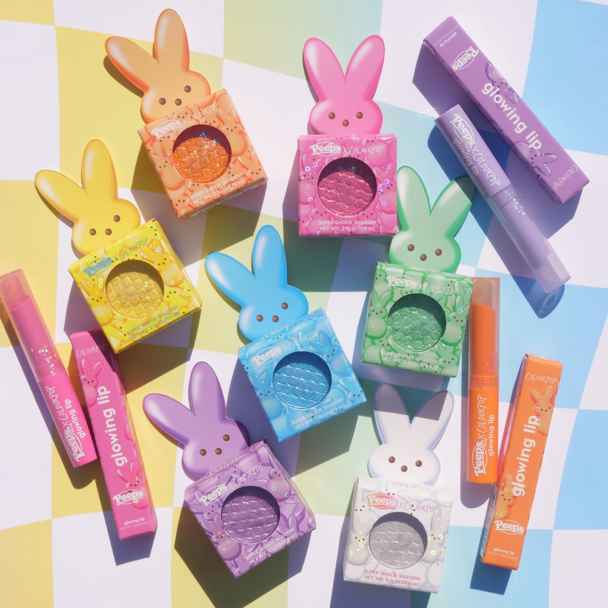ColourPopCo's tweet photo. Where my PEEPS® at? 🐰🌈 Our PEEPS® and ColourPop Collection is NOW LIVE on https://t.co/5C9dbszKrN!!

Shop all the sweetest and pastel candy-coloured shades you’ll need this spring season! 💖💛💜

#PEEPSxColourPop  #PEEPS https://t.co/fQi0kgG9BX