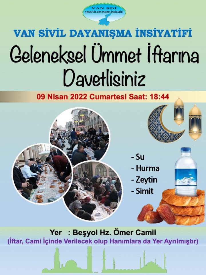 DAVETLİMİZSİNİZ…!
BEKLEYORUZ…!

#vansdi #ümmetiftarı