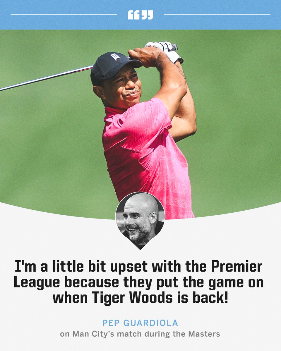 ESPNFC's tweet photo. Pep just wants to watch the Masters on Sunday 😅 https://t.co/wBnDnZ4ga4