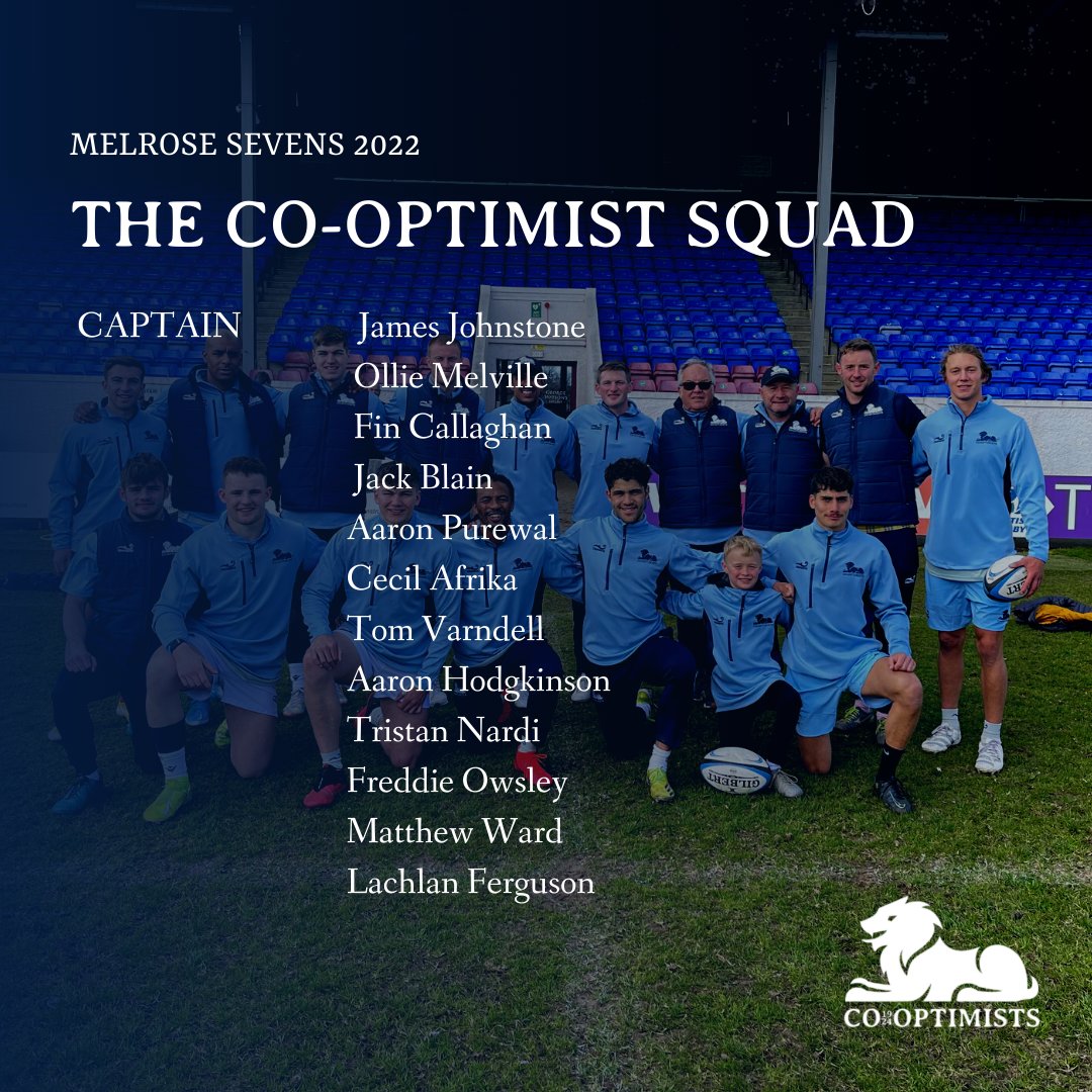 CoOptimistRugby's tweet photo. THE CO-OPTIMIST SQUAD MELROSE 2022

It’s been an exciting week at the Co-Ops HQ with the finishing touches being applied to this year’s Melrose Sevens squad.

Go Co-Ops!!

#rugby #rugbyfans #rugbysevens #cooptimists https://t.co/zBb4nXuCDc