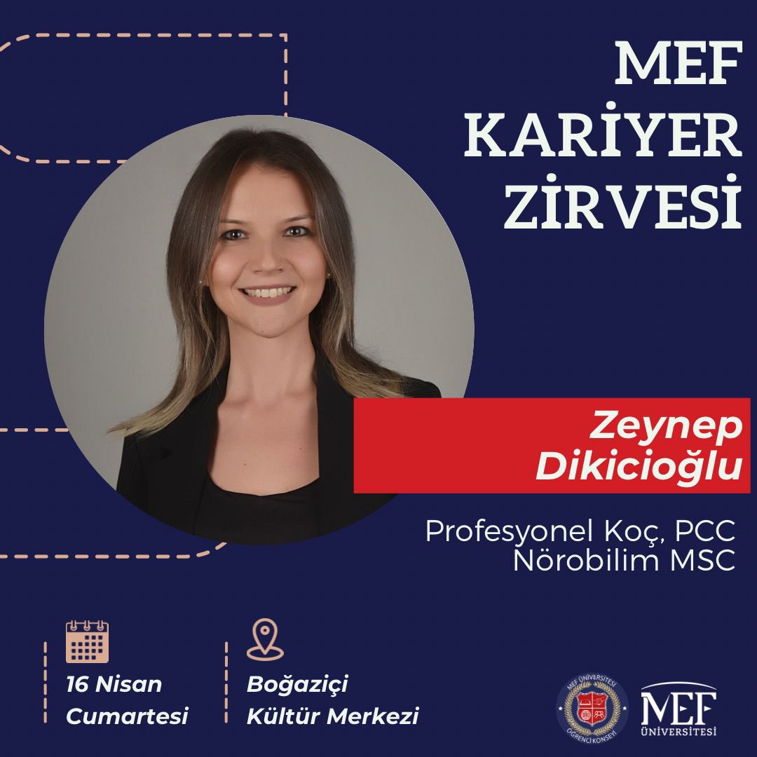 KariyerMef's tweet photo. MEF Üniversitesi Öğrenci Konseyi olarak 16 Nisan 2022 tarihinde gerçekleşecek olan Kariyer Zirvesi ile karşınızdayız. Etkinliğimizde ‘’Fark Edilir Olmak" konuşmasını gerçekleştirecek  olan Profesyonel Koç Zeynep Dikicioğlu bizlerle beraber olacak.
 #mefkariyerzirvesi #kariyer https://t.co/zyFCI2WnsU
