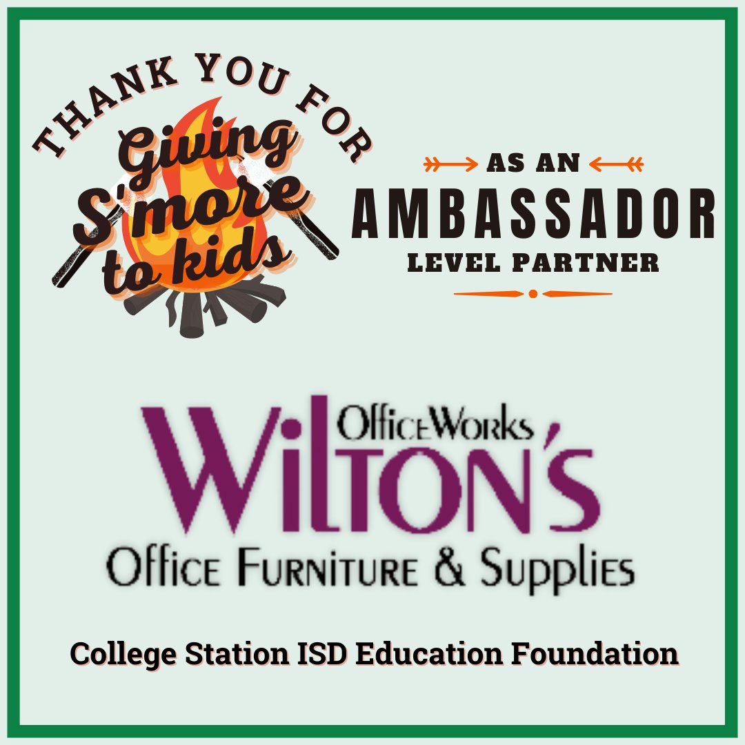 Wilton's OfficeWorks is GIVING S'MORE TO KIDS through a partnership with the Education Foundation as an AMBASSADOR Level Partner in support of @CSISD students and educators!
See what SWEET things we are doing together: givetokids.csisd.org/programs/overv…
 #wegavesmoretoCSISDkids @WOW0062