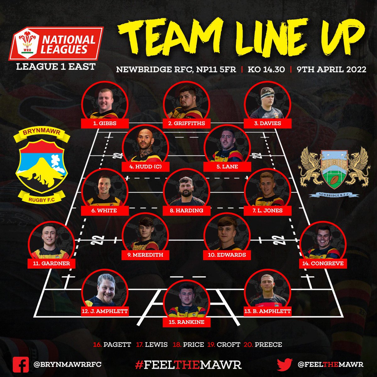 feelthemawr's tweet photo. Your Brynmawr RFC side to face Newbridge RFC tomorrow. https://t.co/RiWentcomy