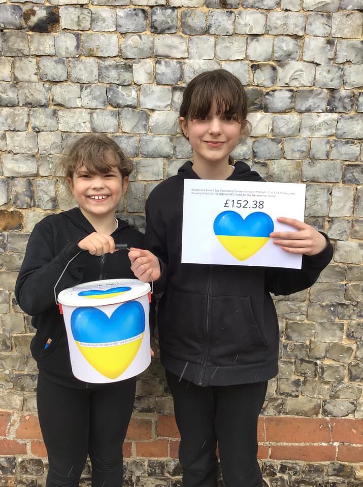 AStMichaelsSch's tweet photo. The fantastic egg decorating competition organised by 2 of our pupils to raise funds for @decappeal for Ukraine made £152! Thank you @coopuk Aylsham for donating prizes &amp; @aylshamchurch for judging. @JustRegional @TACTrust @DioceseNorwich #CourageousAdvocacy #kindness https://t.co/wJJP4An1V1